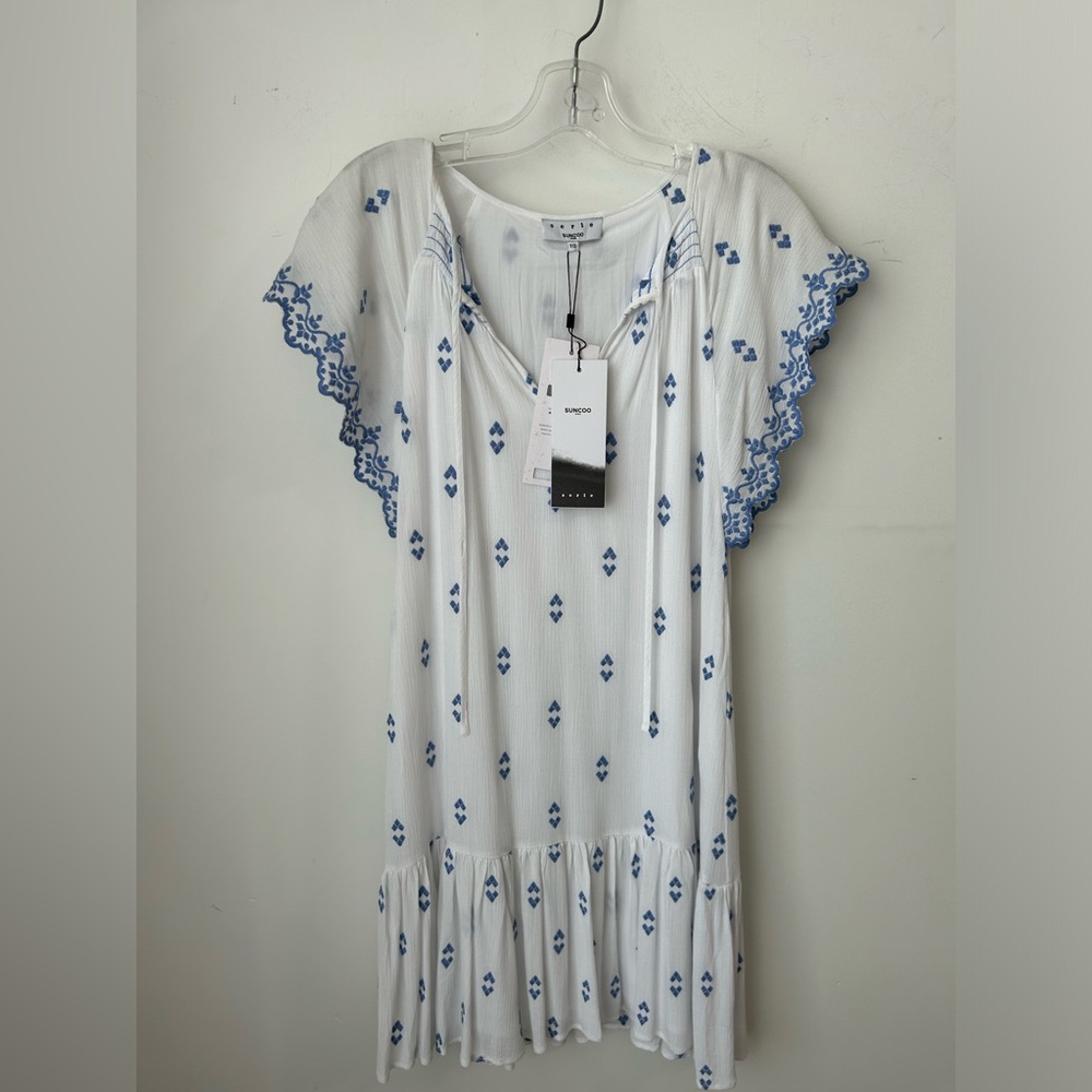 Serie Suncoo White Dress with Blue Details
